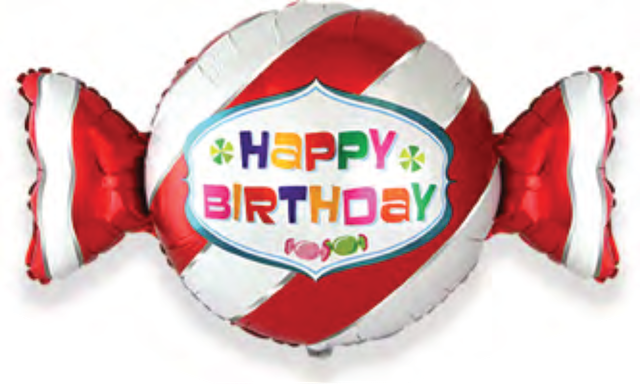 Folienballon Sweet Candy Red | Happy Birthday