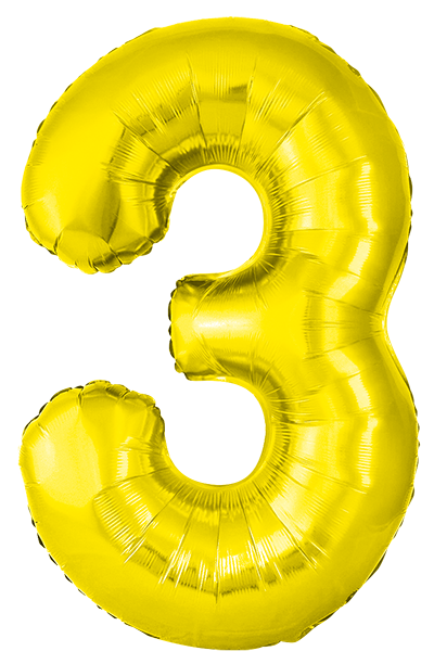 Folienballon Number 3 Gold