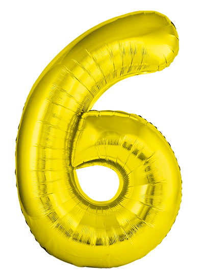 Folienballon Number 6 Gold