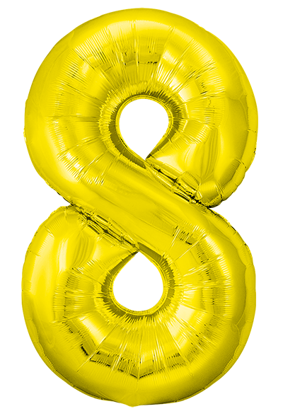 Folienballon Number 8 Gold