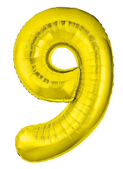 Folienballon Number 9 Gold