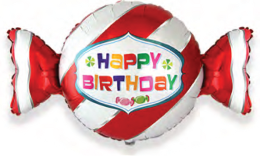 Folienballon Sweet Candy Red | Happy Birthday